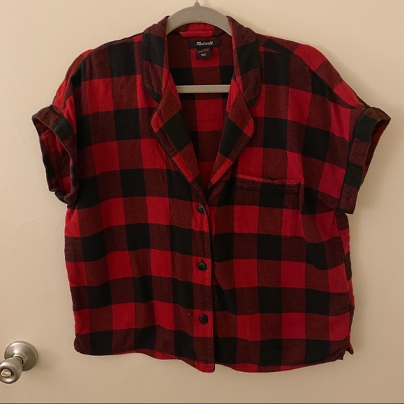 Madewell Other - Madewell Red Plaid Flannel Short Sleeve PJ Top